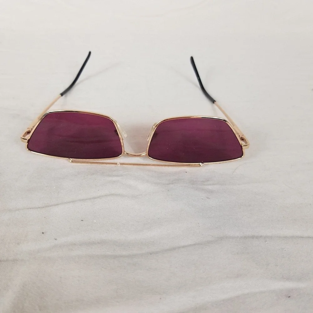 Geometric Sunglasses Womens Purple Gold Excellent Double Bridge Retro